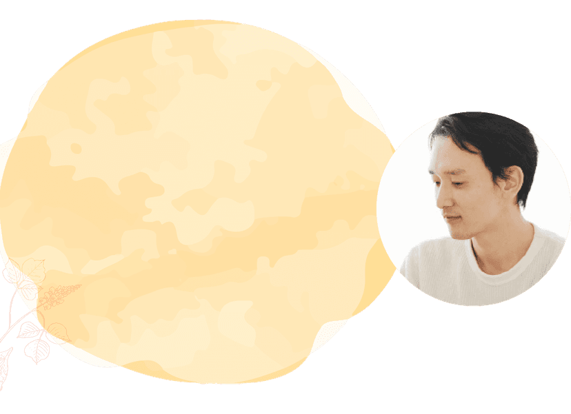 男性の写真と吹き出し